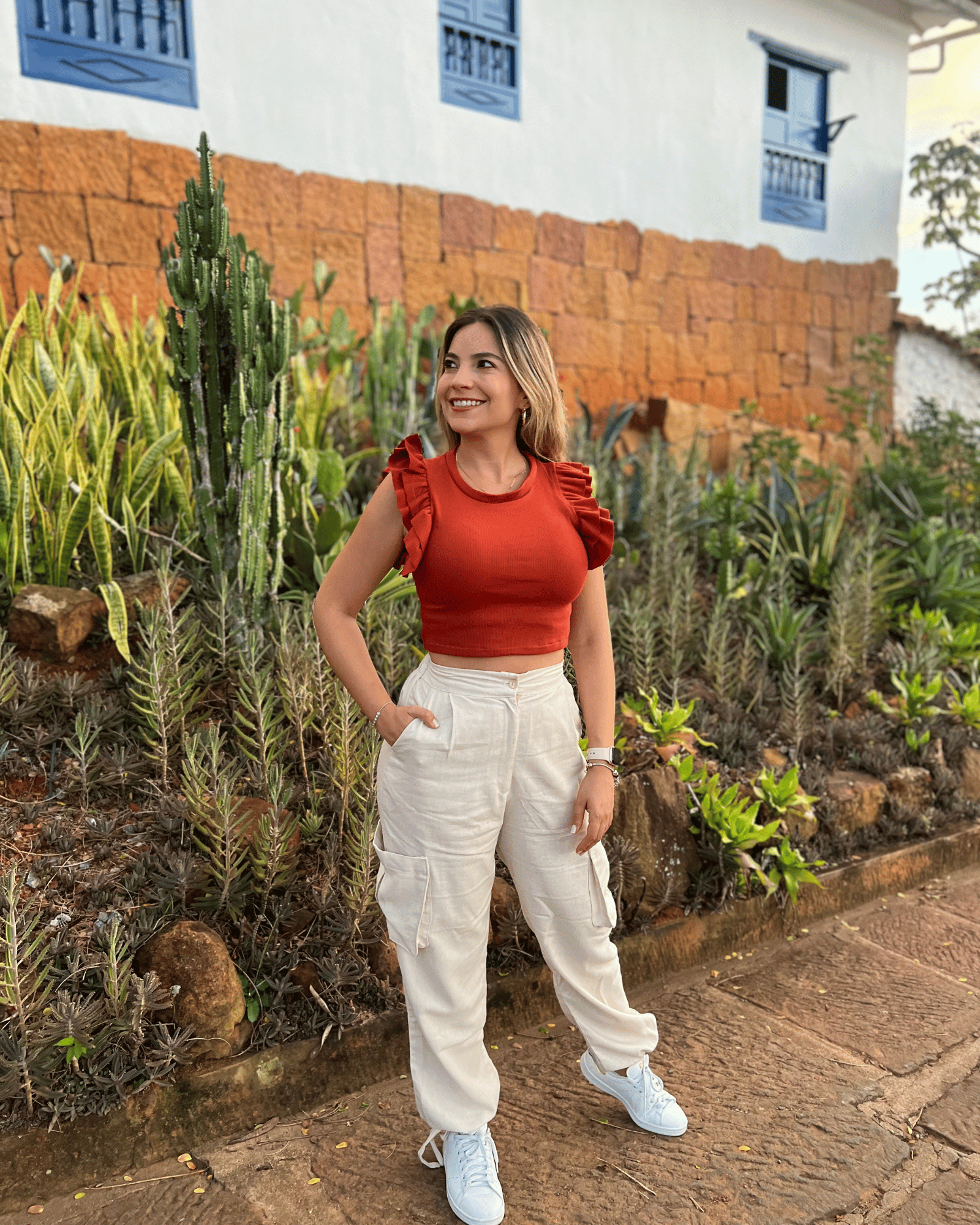 PANTALON CARGO EN LINO