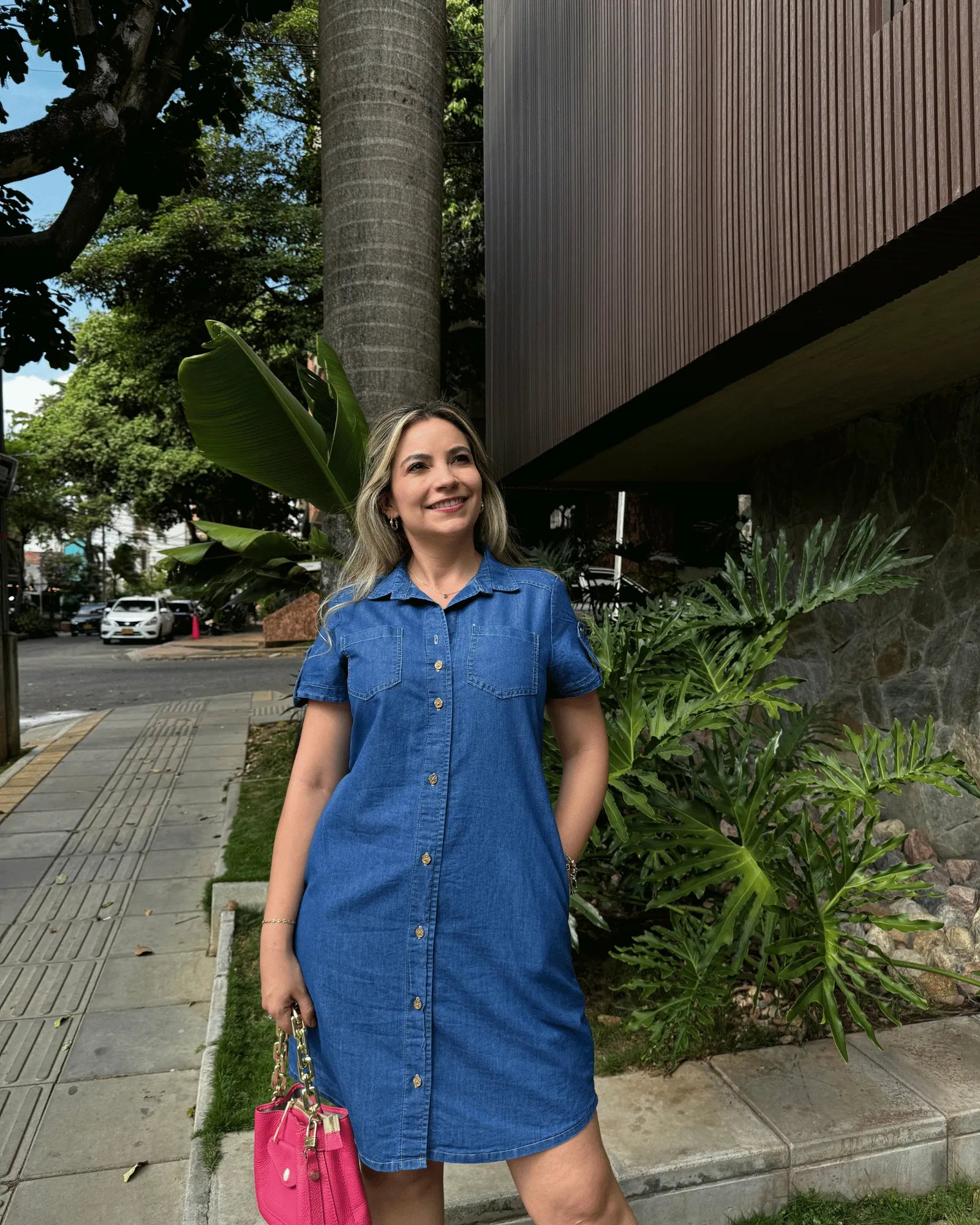 Vestido índigo con manga