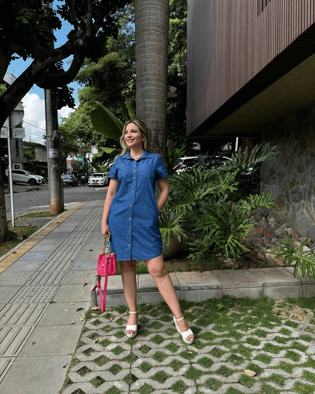 Vestido índigo con manga