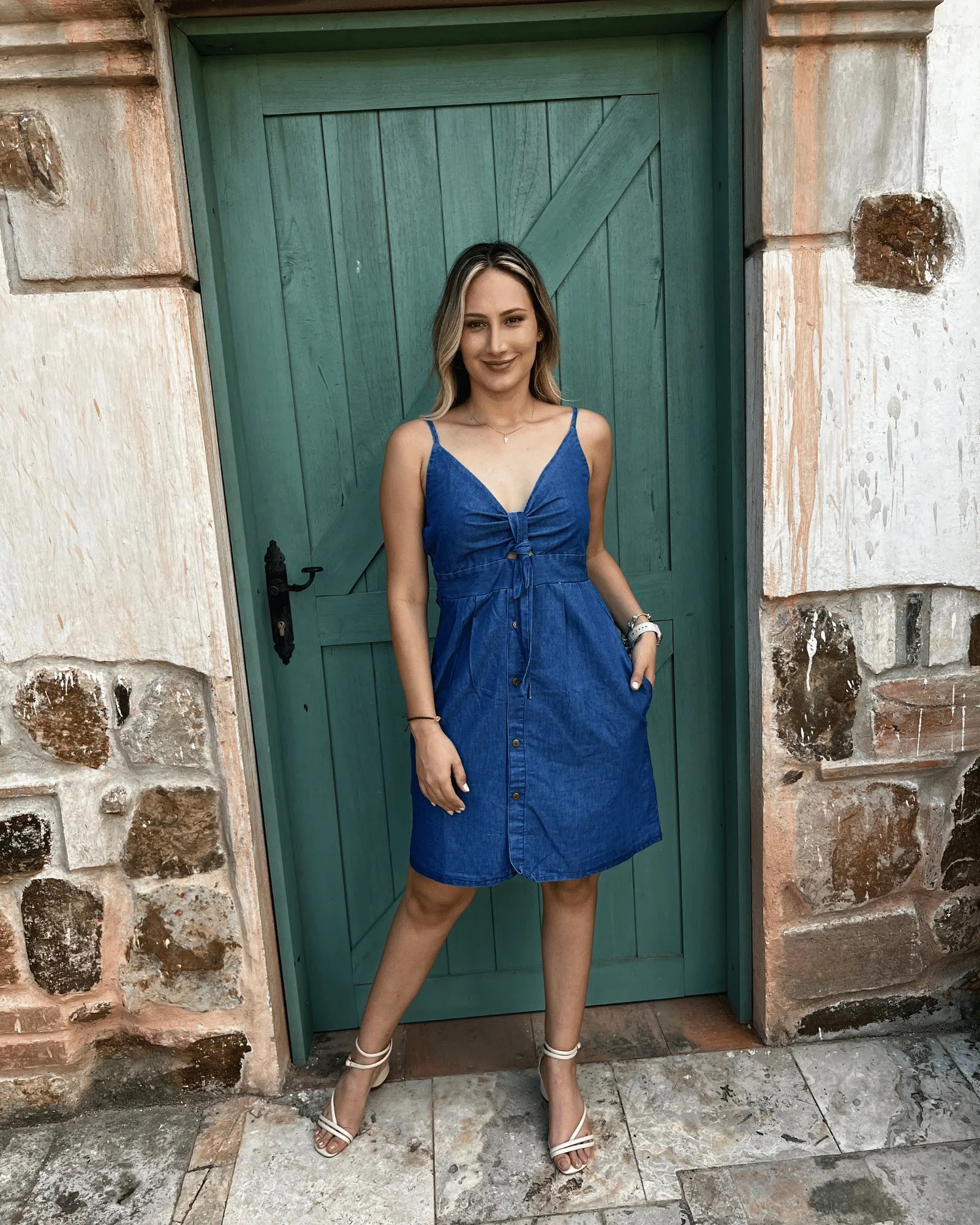 Vestido índigo tiras