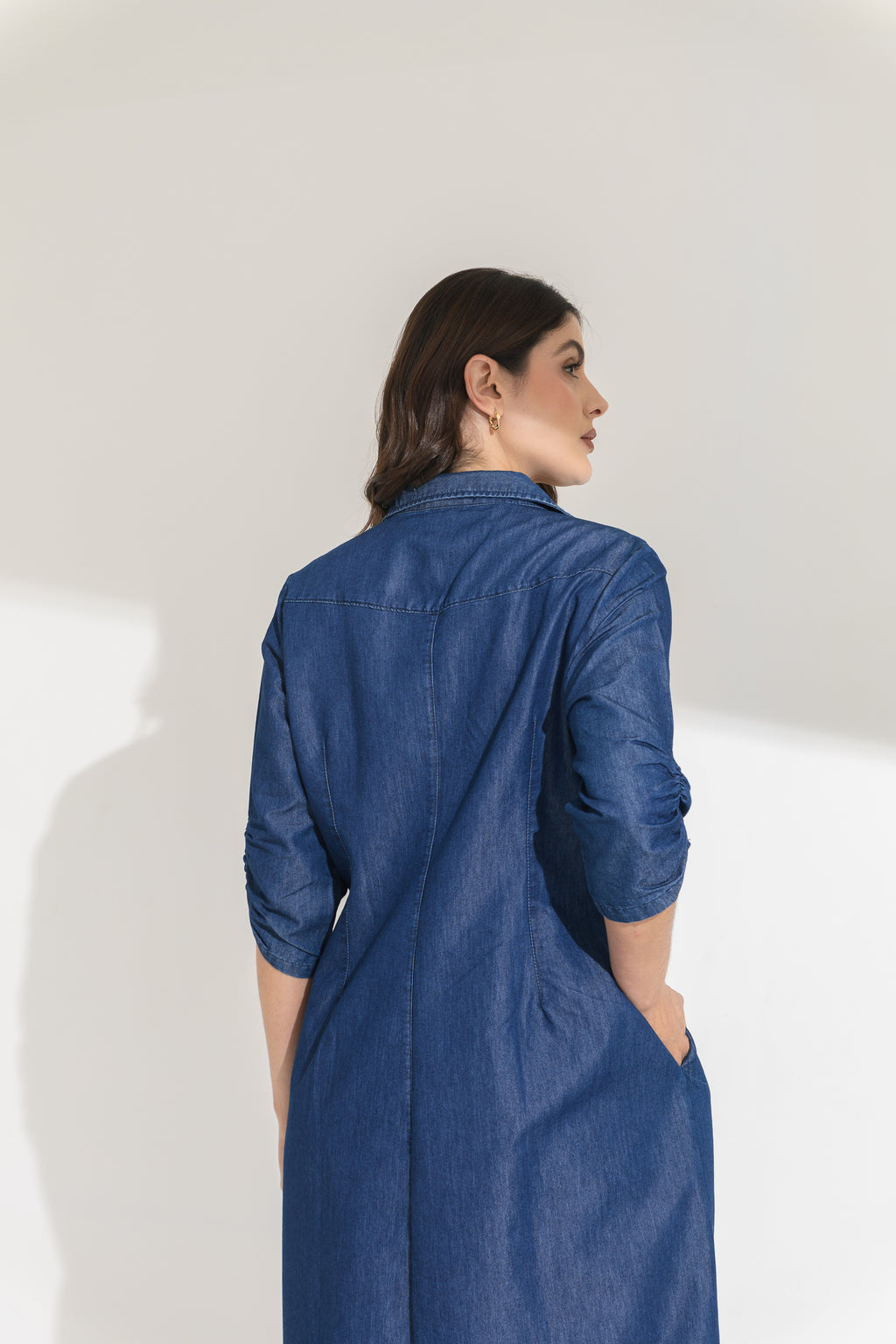 Vestido índigo 3/4 largo